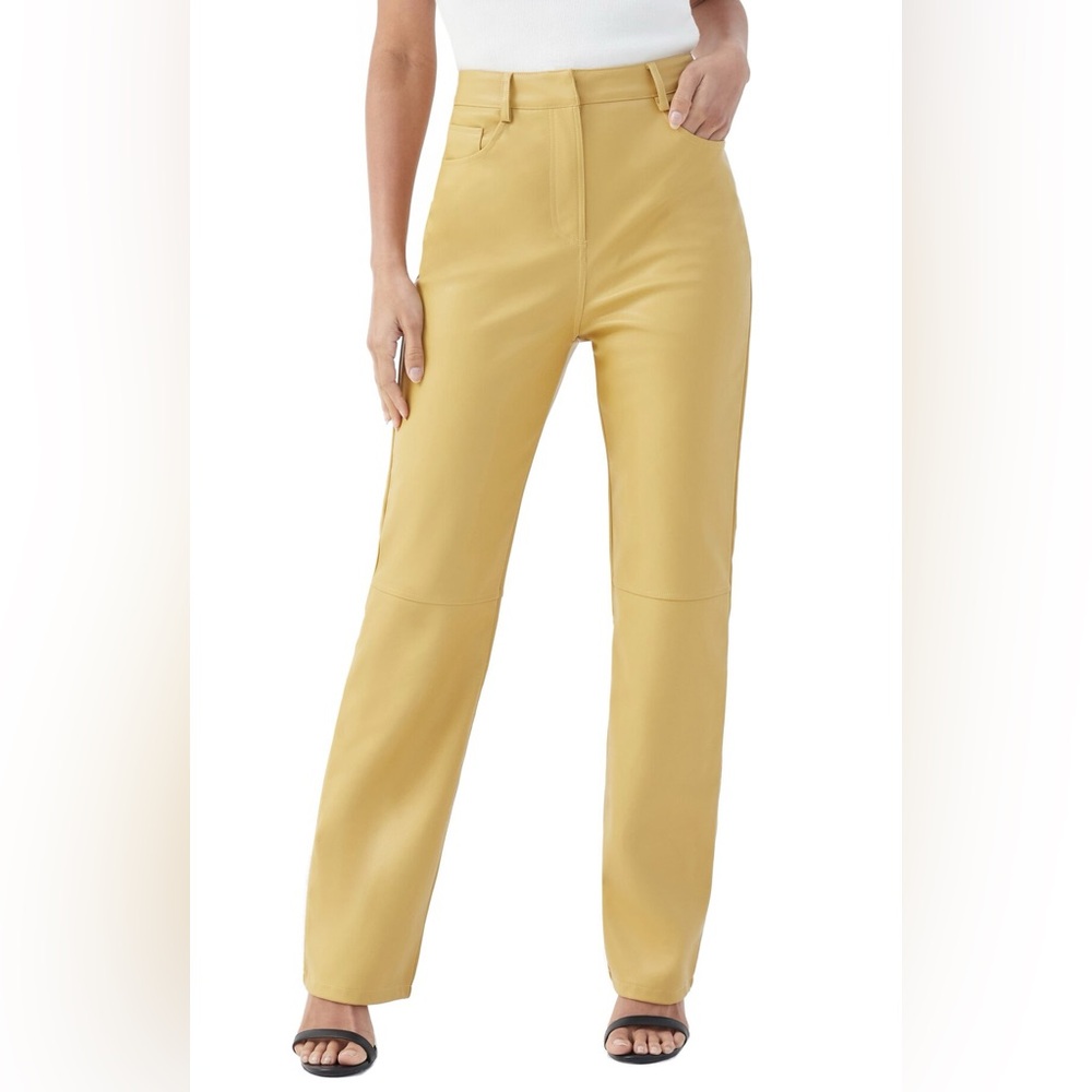 Karlo High Waist Yellow PU Faux Leather Pants 4th & Reckless NWT size Large